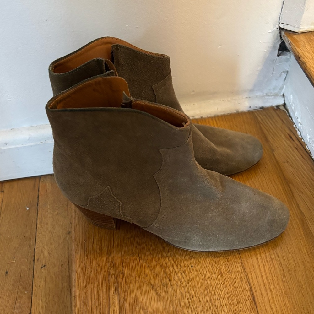 Isabel Marant Taupe Suede Ankle Booties